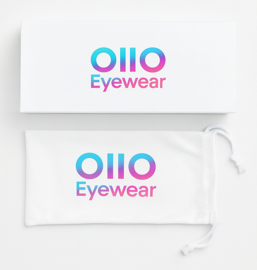 Protect your Ollo sunglasses in style with our premium white box and soft microfibre pouch. Featuring the iconic Ollo gradient logo, perfect for safe storage and gifting.
