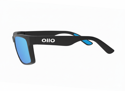 Ollo Summit Glacier sunglasses with UV400 polarised lenses and a crisp icy-blue frame. Engineered for runners and cyclists in brisk climates, these lightweight, durable sunglasses include a secure non-slip fit, enhanced contrast and clarity, perfect for mountain trails, snow runs, or crisp early morning rides.